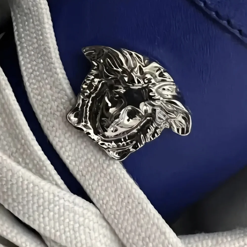 RARE Versace Blue Quilted Leather HighTop Trainers EU 43 Men's US Size 10 (EUC) - Picture 8 of 13